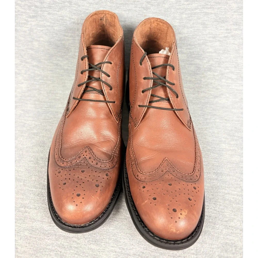 Nunn Bush Mens Tan‎ Leather Wingtip Chukka Boots Memory Foam 9.5M 81464-255